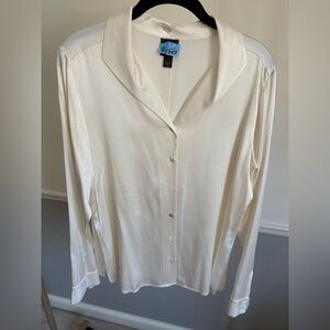 Eileen Fischer ivory silk charmeuse blouse.